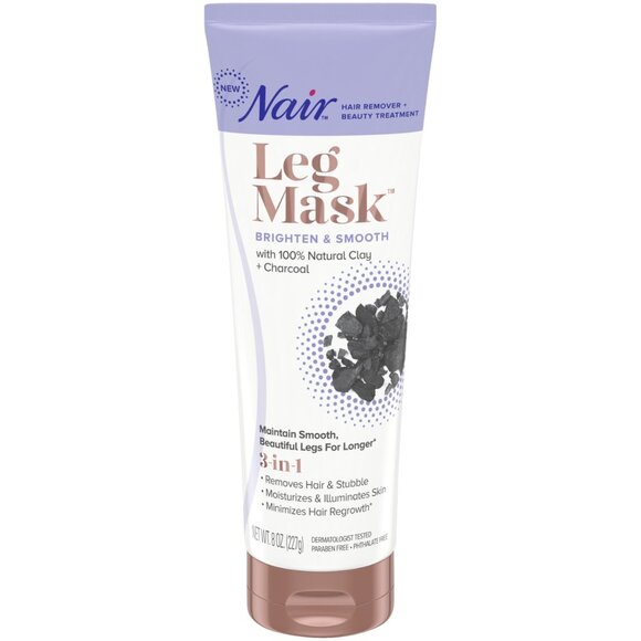 Nair Leg Mask Brighten & Smooth With 100% Natural Clay & Charcoal 8 Oz - Picture 1 of 4
